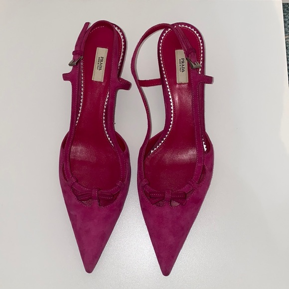 Prada Suede Fuchsia Kitten Heels - Picture 2 of 11